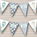 Vintage Blue Floral Hot Air Balloon Age Personalized Birthday Party Bunting - Hanging Party Decoration - Birthday Party Banner Garland | Decorative Party Supplies