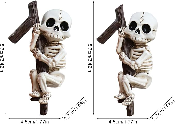 Halloween Skeleton Garden Statue Outdoor Halloween Decor, 2 Pack Gothic Decor Skeleton Plant Decorations for Pots, Cute Ghost Figurine Resin Sculpture for Desk Garden Patio Lawn Yard (C)