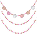 Breling 3 Pcs 10 ft Fall Felt Ball Garlands Pink Pumpkin Felt Pom Pom Banner Autumn Pumpkin Garland Decorations Festive Harvest Hanging Decorations for Fall Thanksgiving Home Wall Mantle Hanging Decor