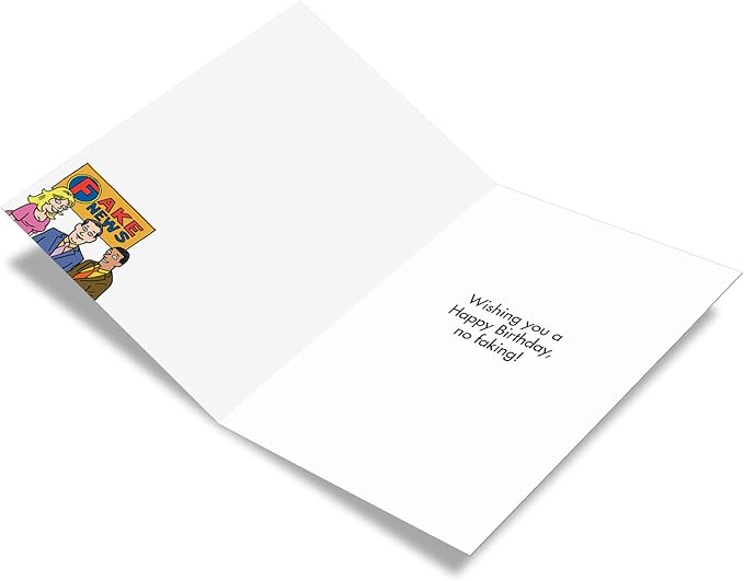 NobleWorks - 1 Funny Birthday Card Cartoons - Hilarious Comic Humor, Notecard with Envelope - Fake News Report C4653BDG