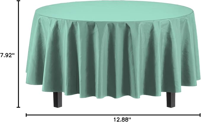 Exquisite 12-Pack Premium Plastic Tablecloth Pack of 12 Premium Plastic Tablecloth 84 Inch Round Table Cover - Light Mint