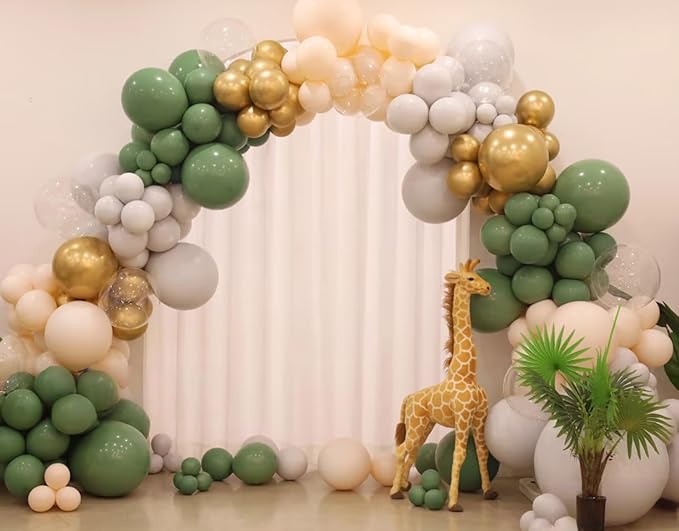 300 Pcs Sage Green White Gold 12 Inch Bulk Latex Balloons, for Birthday Baby Shower Gender Reveal Wedding Party Decoration
