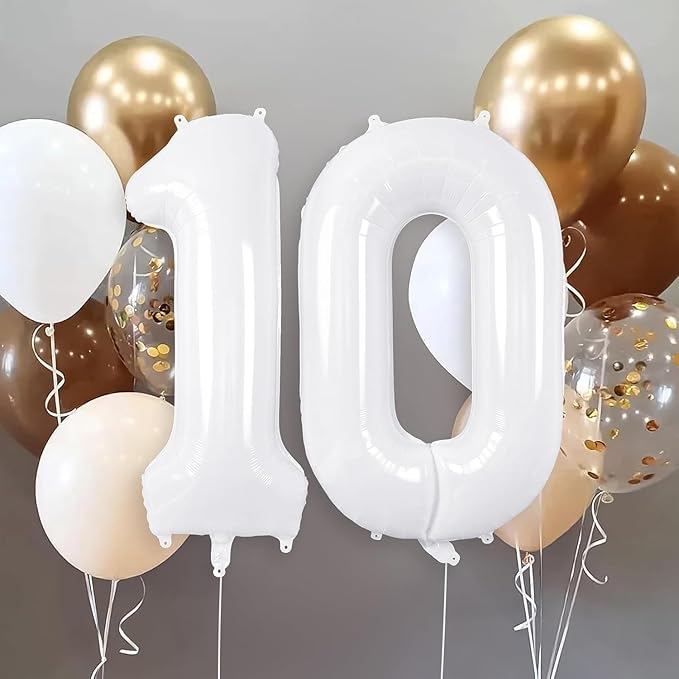 White Number Balloons 40 Inch Helium Mylar Number 0 Balloon for Birthday Party Anniversary Decoration (White, 0)