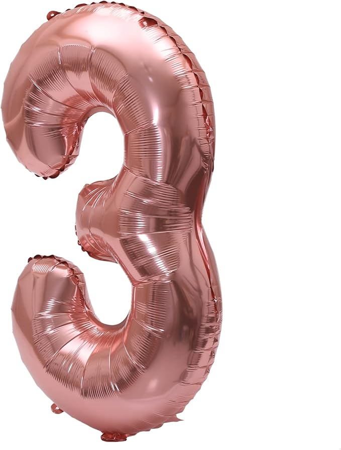 YPSelected 32 Inch Large Foil Helium Number Balloon Birthday Wedding Party 0-9 (Rose Gold, 3)