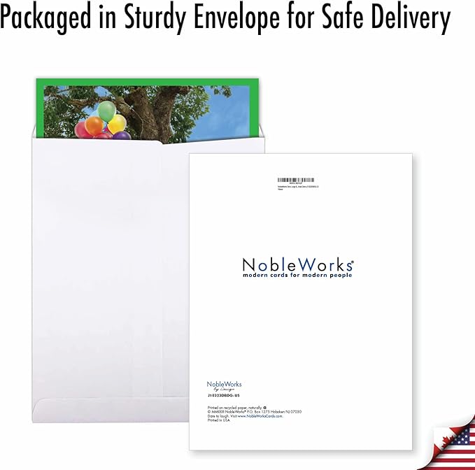 NobleWorks Extra Large Birthday Greeting Card From Us 8.5 x 11 Inch with Envelope (1 Pack) Oversize Jumbo Bday Tree Animals-Zebra J10323DBDG-US
