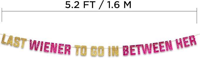Pre-Strung Funny Bachelorette Gold Glitter Banner - Funny Bachelorette Party Decorations for Her - Party Supplies, Favors and Gifts