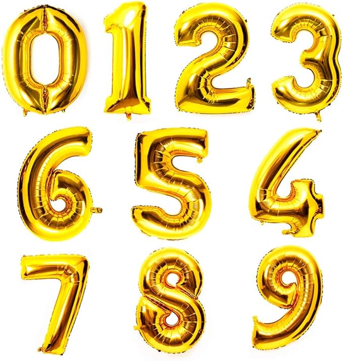 40 Inch Large Foil Helium Number Balloon Birthday Wedding Party 0-9 (Gold, 0)