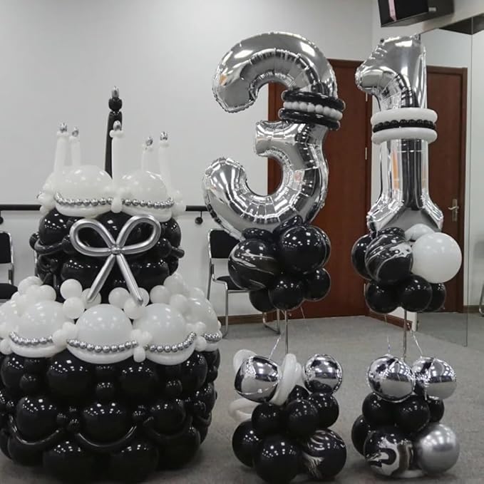 40 inch Silver Number Balloon Giant Foil Helium Balloons Silver Number 5 Balloon for 5th Birthday Party Anniversary Decorations Supplies