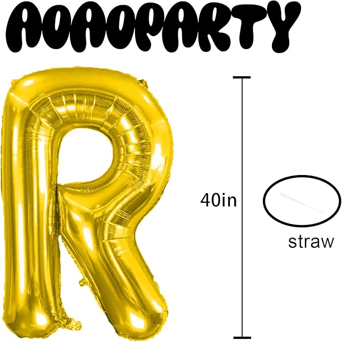 Letter Balloons 40Inch Large Giant big Foil Mylar Gold Balloons R for Birthday Party Decorations