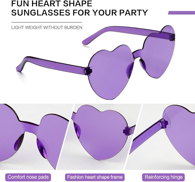 Heart Sunglasses 2 Pairs Heart Shaped Sunglasses Womens Heart Glasses Rave Sunglasses for Women Party Favors