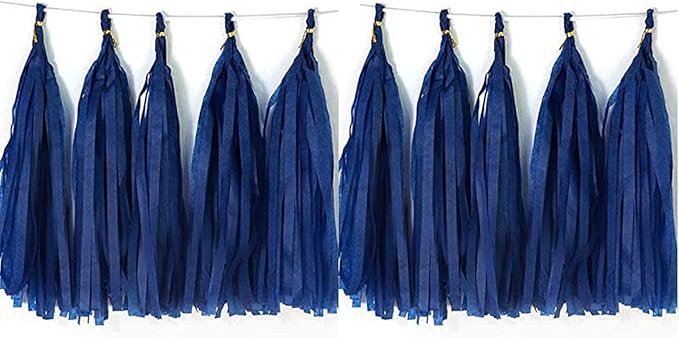 Tissue Paper Tassels Garland Banner Table Decor Party Banner Wedding Birthday Baby Shower Nursery Party Decorations Supplies (20, Royal Blue)