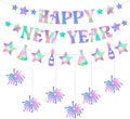 Happy New-Years Eve Party-Decorations Streamers - 12pcs Black Gold 2525 Nye Hanging Swirls Banner Supplies, Classroom Ceiling Garland Indoor Holiday Decor Panduola