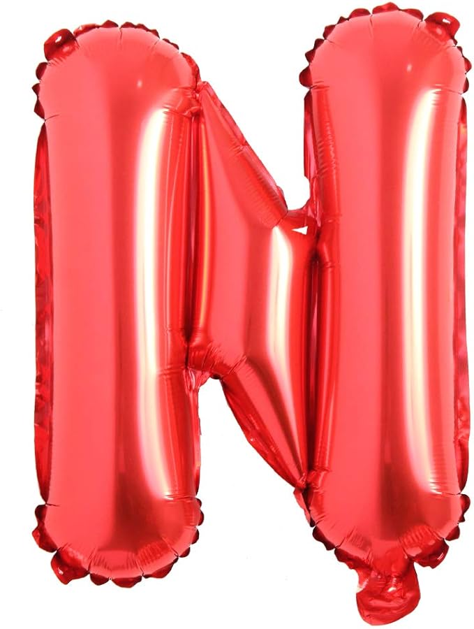 16" inch Single Red Alphabet Letter number Balloons Aluminum Hanging Foil Film Balloon Wedding Birthday party decoration banner Air Mylar Balloons (16 inch Red N)