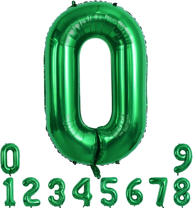 TONIFUL 40 Inch Dark Green Large Numbers Balloon 0-9,Foil Mylar Big Number Balloon Digital 0 for Birthday Party,Wedding, Bridal Shower Engagement Photo Shoot, Anniversary