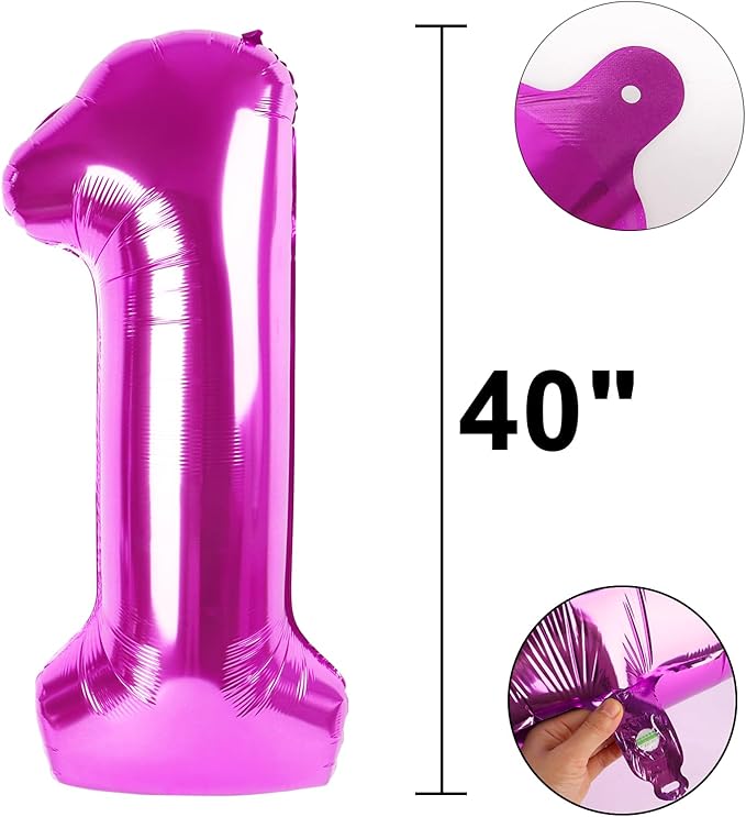 40 Inch Large 21 Balloon Numbers Rose Purple Big Foil Number Balloons Giant Helium Happy Birthday Party Decorations for Man and Women, Huge Mylar Anniversary Party Supplies
