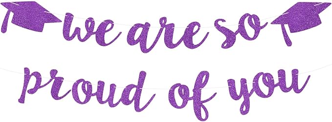 2026 Graduation Decorations Pre-Strung Blingbling We Are So Proud of You Banner Glitter Graduation Garland for Class of 2026 High School College Grad Party (Purple)