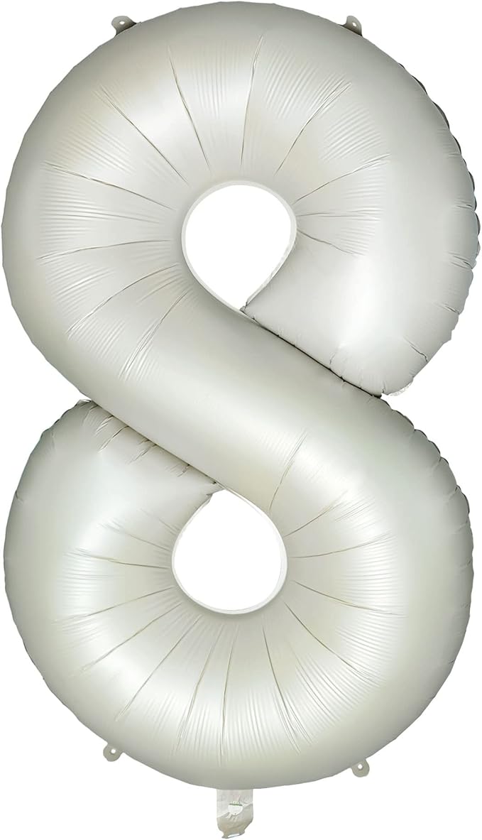 Number 8 Balloons White Sand Eight Balloon for 8 Year Old Birthday Decorations 40 Inches Cream White Large Numbers 8th Birthday Party Nude Ballons Beige 8 Digital Neutral Balloon Pearl White 8
