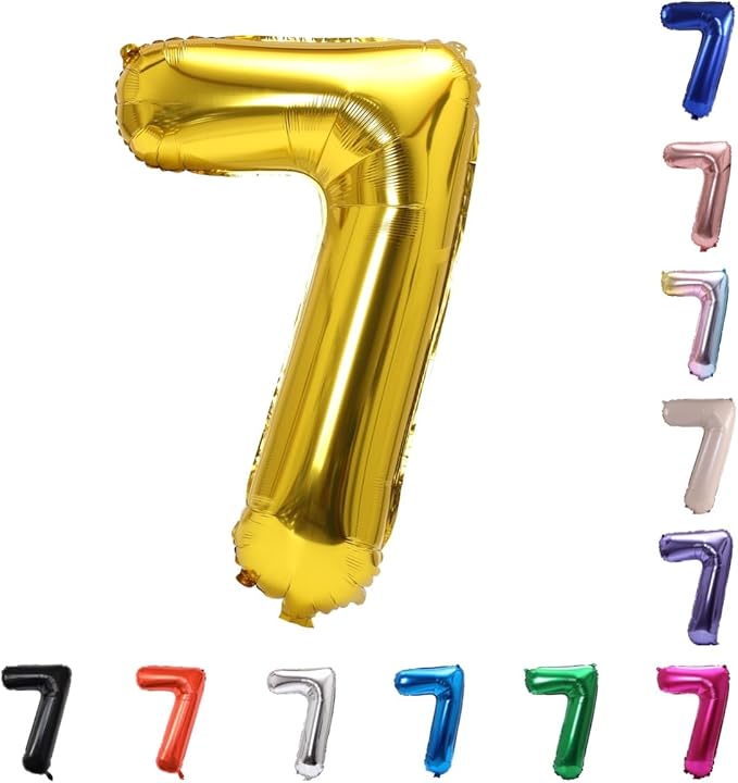 YPSelected 32 Inch Large Foil Helium Number Balloon Birthday Wedding Party 0-9 (Gold, 7)