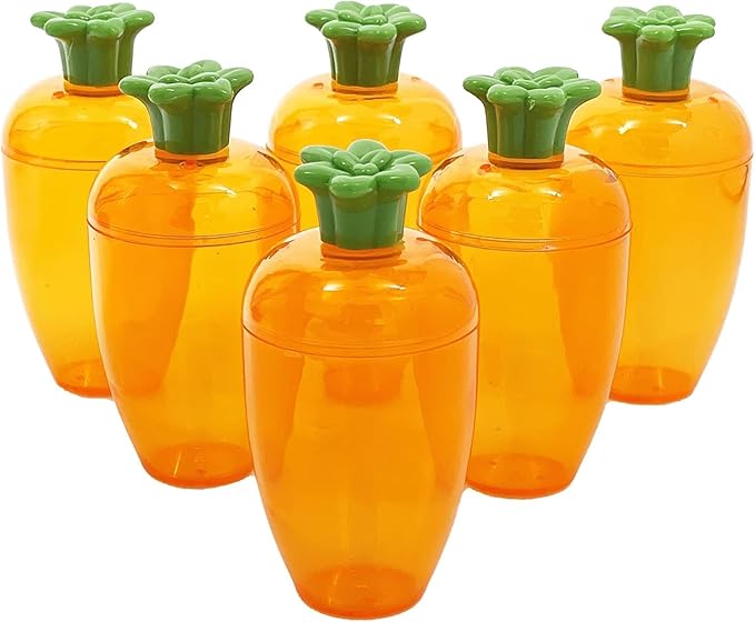 The Dreidel Company 24-Pack Fillable Easter Carrots Containers, Bright Orange Plastic Carrot, Perfect for Easter Hunt, Surprise 4." Inch Carrots (24-Pack)