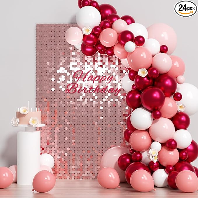 Shimmer Wall Backdrop Pink Sequin Backdrop 24pcs Round Panels Shinny Birthday Party Anniversary Engagement Decoration