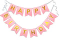 Happy Birthday Banner - Vibrant Happy Birthday Decorations & Sign, 250g Cardstock with 5m String, Perfect Party Decor for Kids, Men, Women & Celebrations, Pink