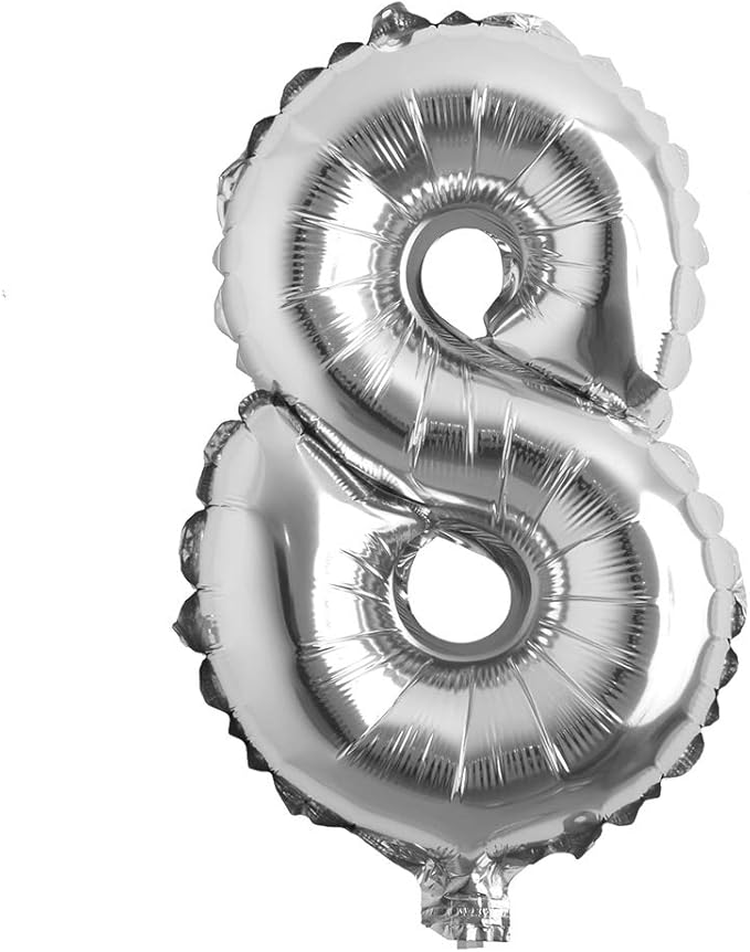 16" inch Single Silver Alphabet Letter number Balloons Aluminum Hanging Foil Film Balloon Wedding Birthday party decoration banner Air Mylar Balloons (16 inch Silver 8)