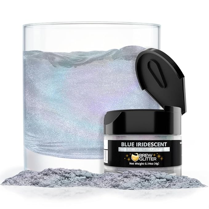 Brew Glitter Edible Glitter for Drinks, Cocktails, Beer, Garnish & Beverages (Iridescent Blue, 4 Grams)