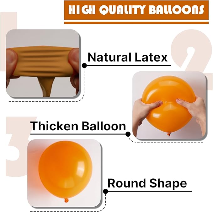 PartyWoo Burnt Orange Balloons 140pcs Different Sizes of 18 12 10 5 Inch Terracotta Rust Fall Color Autumn Boho Balloon Arch Kit Garland for Thanksgiving Halloween Fall Party Decorations Orange-F53