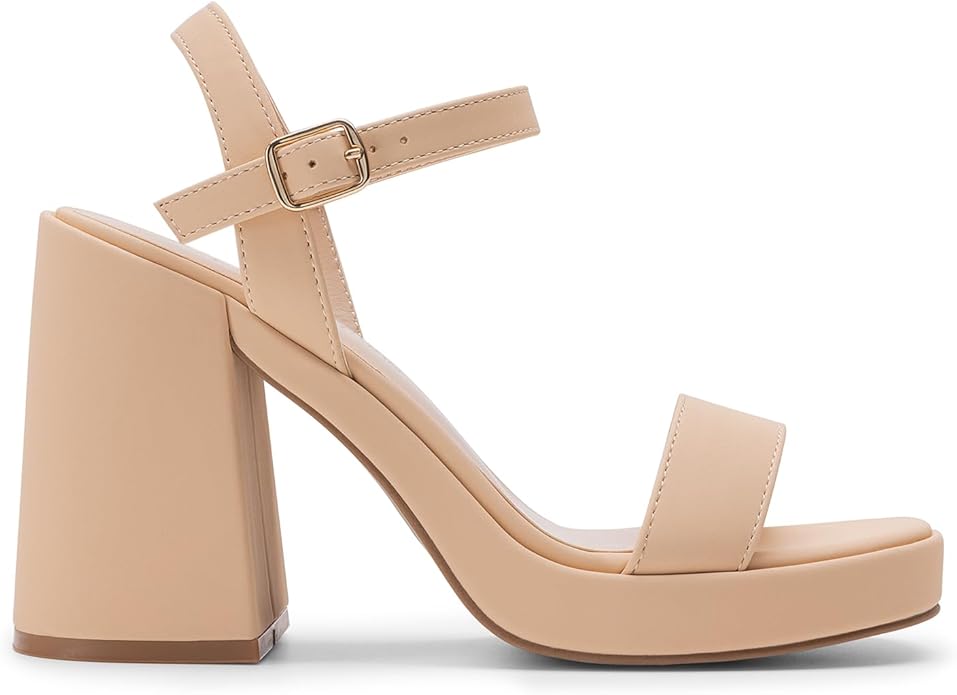 DREAM PAIRS Heels for Women Block Chunky Platform High Heels Open Toe Fashion Wedding Party Evening Prom Dance Ankle Strap Dress Pump Sandals Shoes