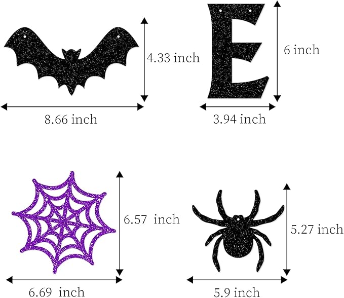 Halloween Black-Purple Spider-Web Party-Decorations Banner - 8pcs Paper Bats Spiders Hanging Swirls Streamers,Indoor Room Porch Wall Ceiling Garland, Baby Shower Birthday Supplies Decor Panduola