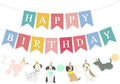 Dog Themed Banner Happy Birthday Banner Backdrop Colorful Decoration Kids Baby Dog Birthday Party Supplies