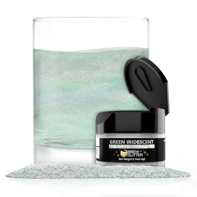 Brew Glitter Edible Glitter for Drinks, Cocktails, Beer, Garnish & Beverages (Iridescent Green, 4 Grams)