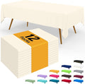 Smiry Disposable Table Cloth - 12 Pack, 54 x 108 Inch Waterproof Rectangle Tablecloths for Parties, Decorative Plastic Table Cover, Leakproof & Sturdy, Beige