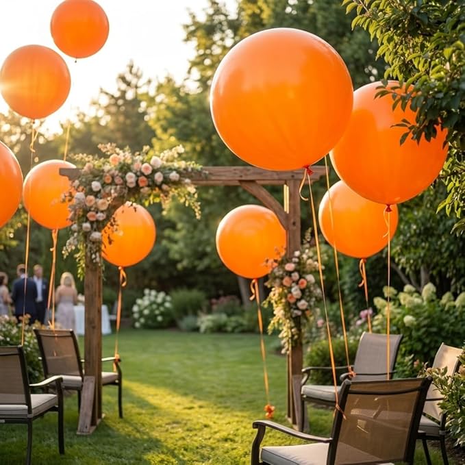 KALOR Orange Giant Balloons 36 Inch Large Latex Balloons, 4 Pack Jumbo Round Helium Balloon for Birthday Bridal Shower Wedding Baby Shower Party Decorations