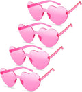 TOODOO 4 Pack Heart Shaped Sunglasses Rimless Candy Color Eyewear Galentine Valentines Accessories