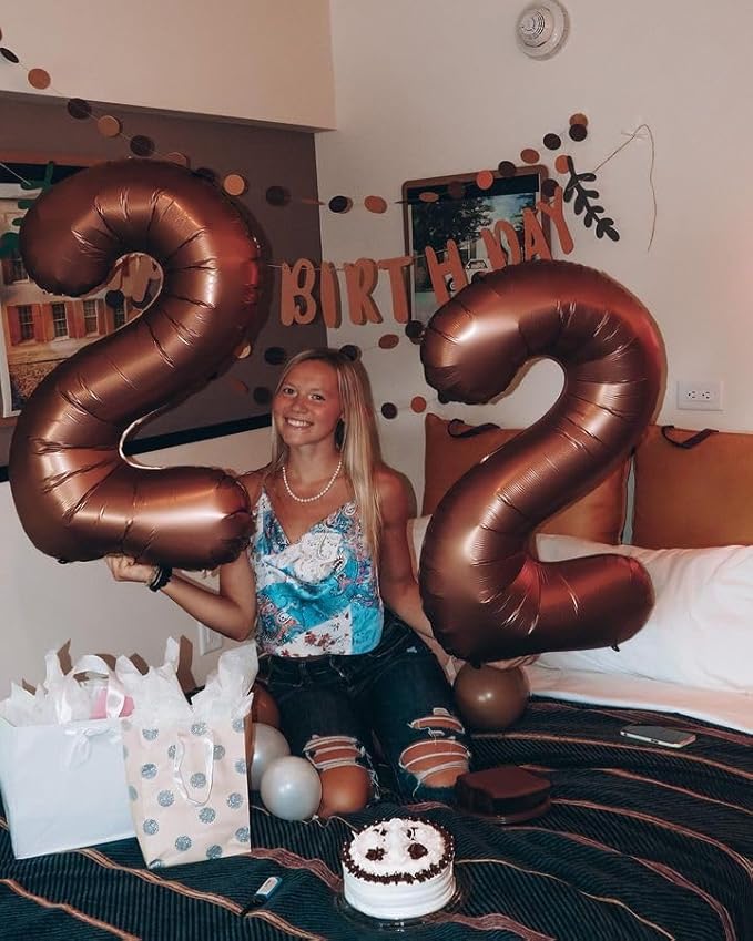 Coffee Brown Number 7 Balloon 40 Inch, 7 Balloon Number, 7th Birthday Decorations, Coffee Brown Party Supplies for Boys Girls