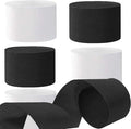 White and Black Crepe Paper Streamers 1.8 Inch Widening 6 Rolls,Black and White Party Streamer 82 feet per roll for Birthday Wedding Party Decorations