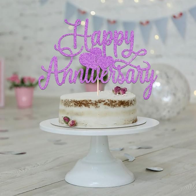 Kaoenla Happy Anniversary Cake Topper - Company Anniversary,Wedding Wedding Anniversary,Birthday Party Selected Decoration Supplies
