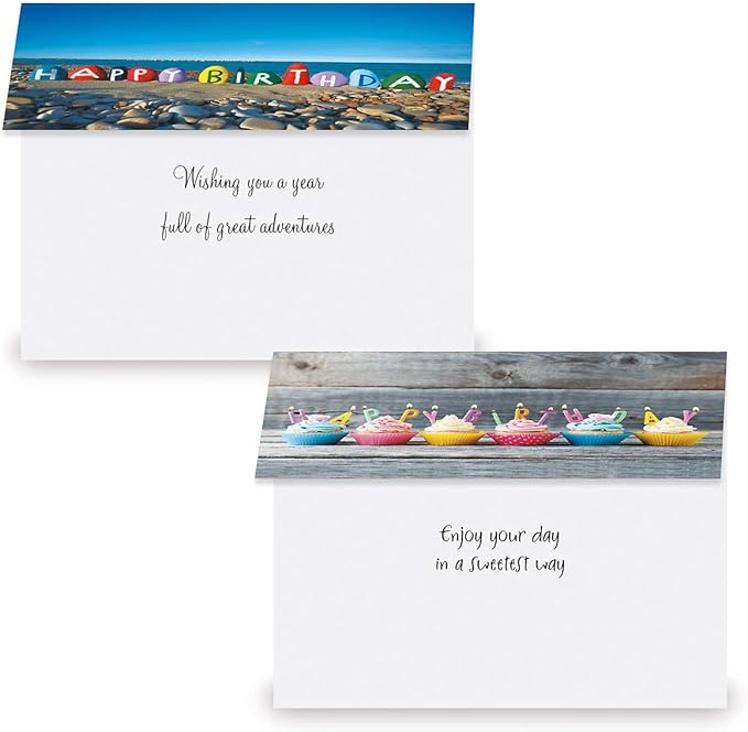 Current Playful Type Birthday Greeting Cards Value Pack - Set of 20, 10 Unique Designs, Large 5 x 7 Inch Cards, Sentiments Inside, Envelopes Included