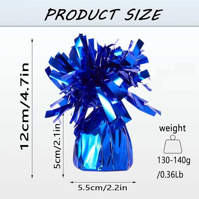 Aluminum Foil Balloon Weights for Parties (12 pcs) - 0.31lb (140g) Each - Premium Balloon Anchors for Birthday, Wedding, Dinner, Indoor & Outdoor Decorations（Dark Blue 12pcs）