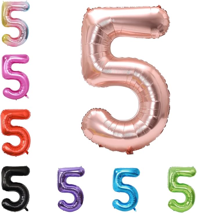 40 Inch Large Foil Helium Number Balloon Birthday Wedding Party 0-9 (Rose Gold, 5)