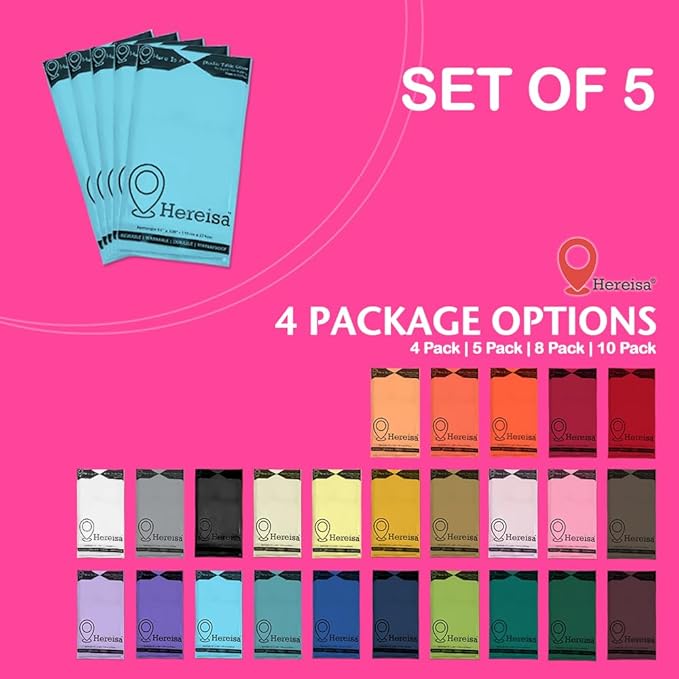 Disposable Plastic Tablecloth Light Blue 54x108 Inch, 5-Pack Waterproof Rectangular Table Cover for Parties, Picnics, Dining Protection
