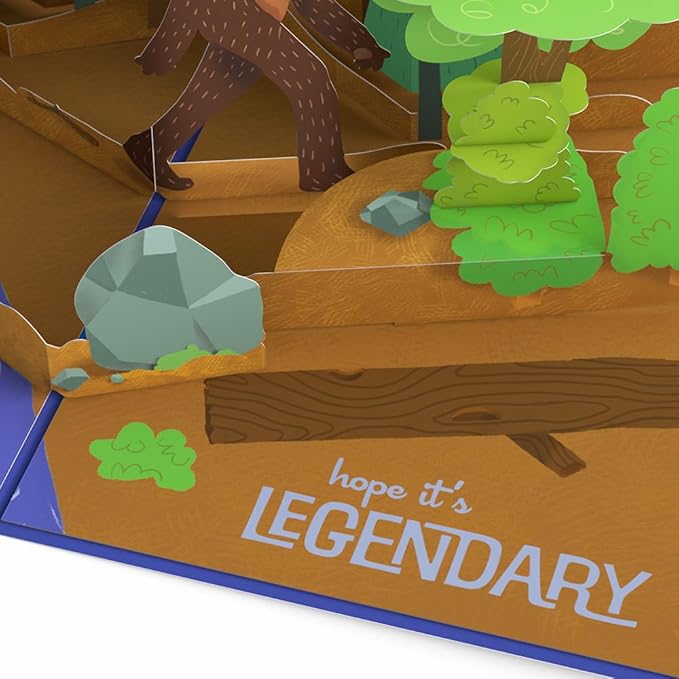 Lovepop Birthday Pop-Up Card for Him - 3D Greeting Cards for Men, Father, Husband - Bigfoot Legendary - 5" x 7" Card - Blank Note Card & Envelope Included