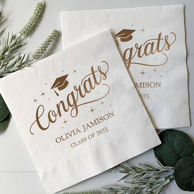 Personalized Graduation Party Disposable Napkins, Custom Grad Party Decor, Class Of 2025, Congratulations Grad, Gifts For Graduations Parties Style 6