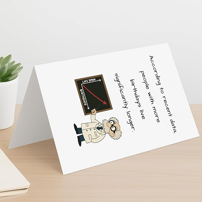 Funny Science Birthday Card for Him Her, Witty Professor Joke Greeting Card, Sarcastic Gift for Nerds Geeks, Unique Bday Card for Adults