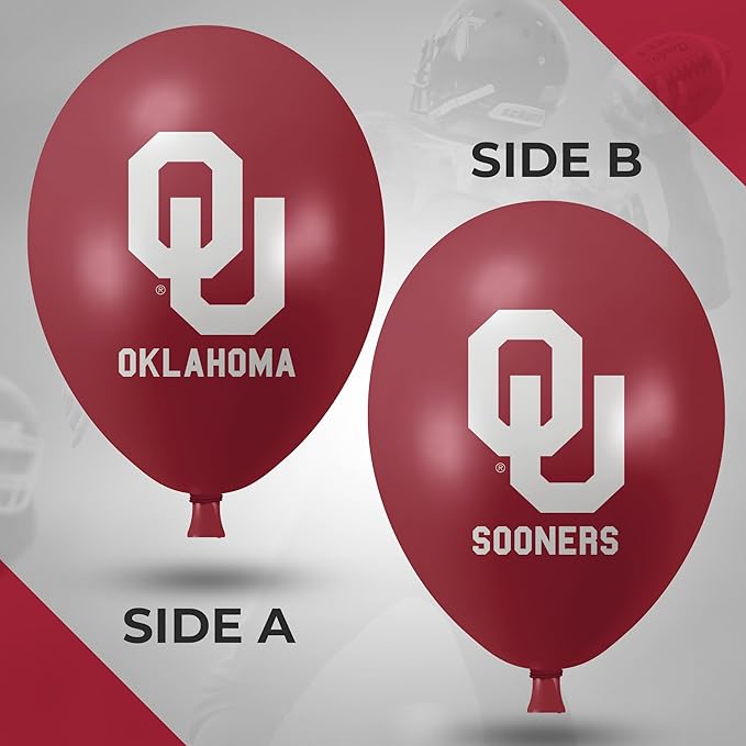 Oklahoma Sooners Balloons 10 Pack 11" Official Licensed Logos, Helium Quality Latex Balloons, Perfect for College Football Team Celebration, Decorated Front and Back by Westrick