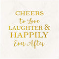 Crisky 3-Ply 50 Count Bridal Shower Napkins Disposable Cocktail Napkins Gold Foil Text Beverage Napkins for Engagement Party Decorations & Wedding Shower