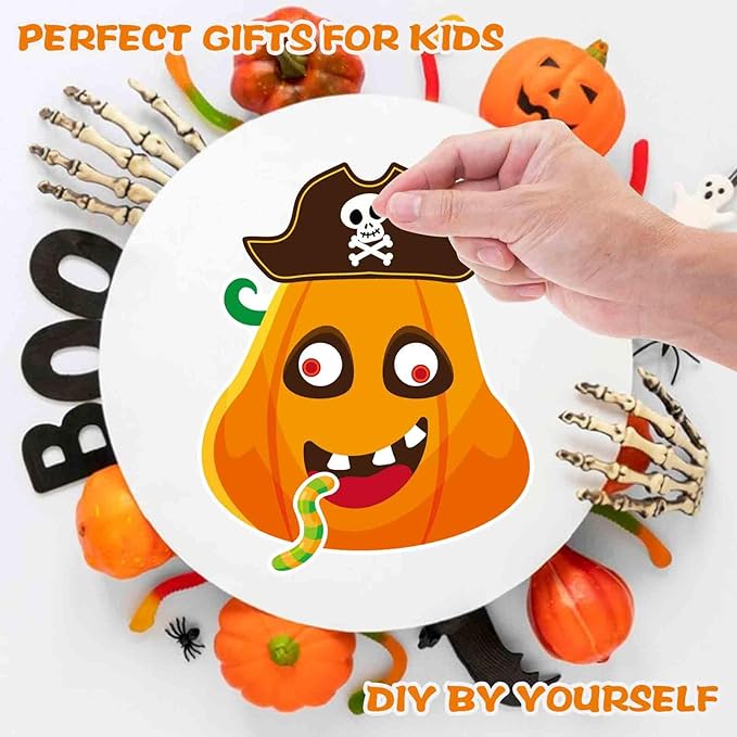 Halloween Stickers for Pumpkins 27 Sheets Make a Face Stickers Halloween Pumpkin Decorating Sticker Fall Autumn Pumpkins, Make Your Own Halloween Sticker for Halloween Party Crafts Games