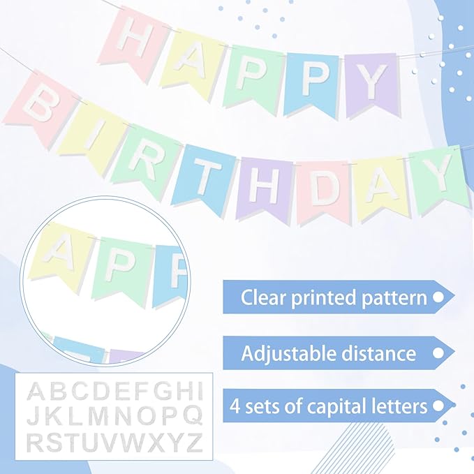 139 Pcs Felt DIY Custom Banner Kit Include 104 Letters 18 Swallowtail Flags 15 Pennants 2 Pcs Pom Pom Garland Tassel Pompom Decoration for Home Baby Shower Birthday(Pastel)
