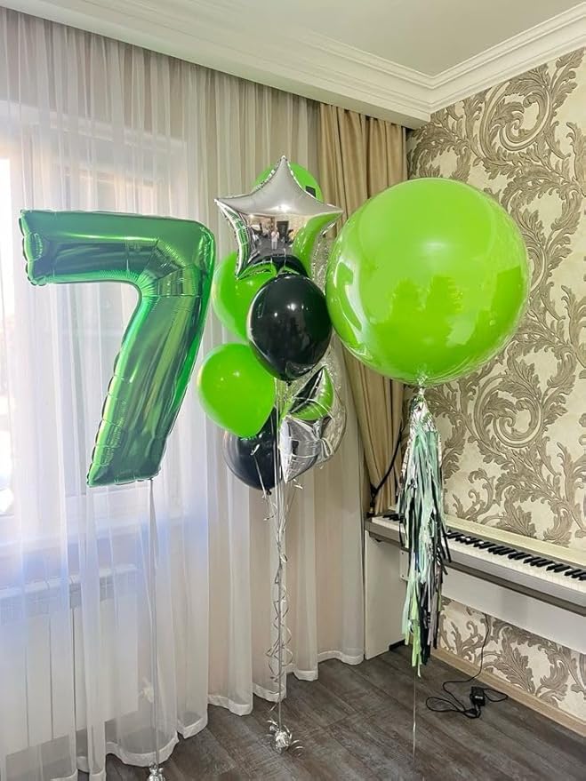Number 7 Balloons Dark Green, 17th Birthday Decorations For boys And Girls, 40 Inch Big Balloons for 7, 17, 27, 70 Birthday, Wedding Anniversary, Christmas, New Year, Halloween Party Decoration